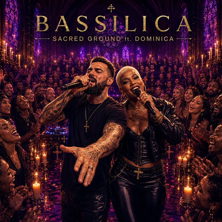 Sacred Ground ft. Dominica single artwork by Bassilica from Midnight Mass.